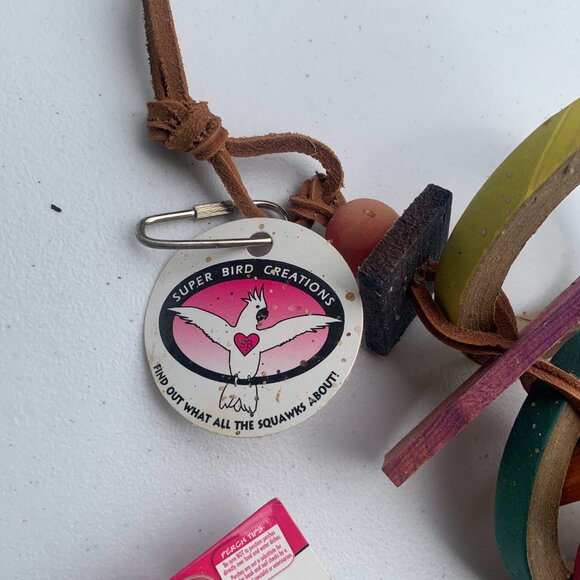 BIRD SUPPLIES - 3pc lot PARROT MACCAW, hanging cage toys, blocks, perch, bowl - Picture 10 of 10